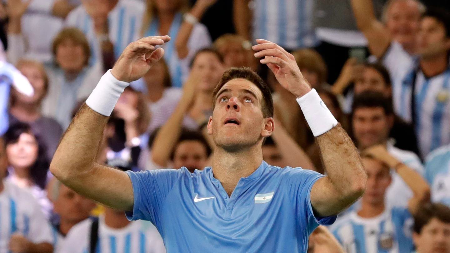 Del Potro celebrando su triunfo en la Copa Davis Del Potro celebrando su triunfo en la Copa Davis