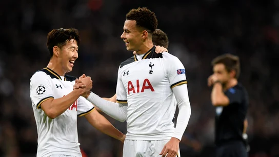 Dele Alli celebra su gol al CSKA con Heung-Min Son Dele Alli celebra su gol al CSKA con Heung-Min Son