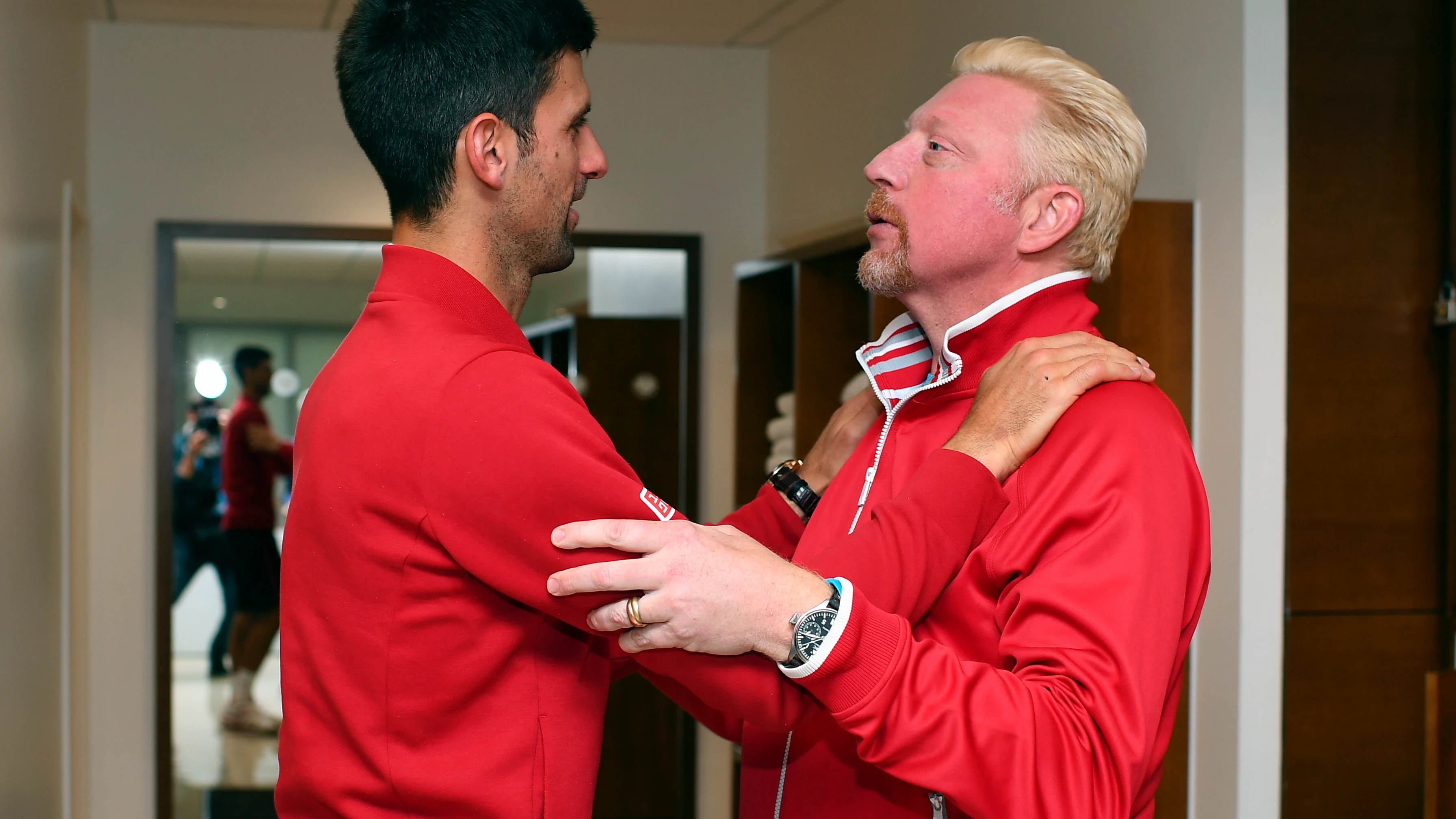 Djokovic y Becker, antes de un partido