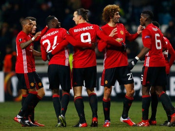 El United celebrando un gol El United celebrando un gol