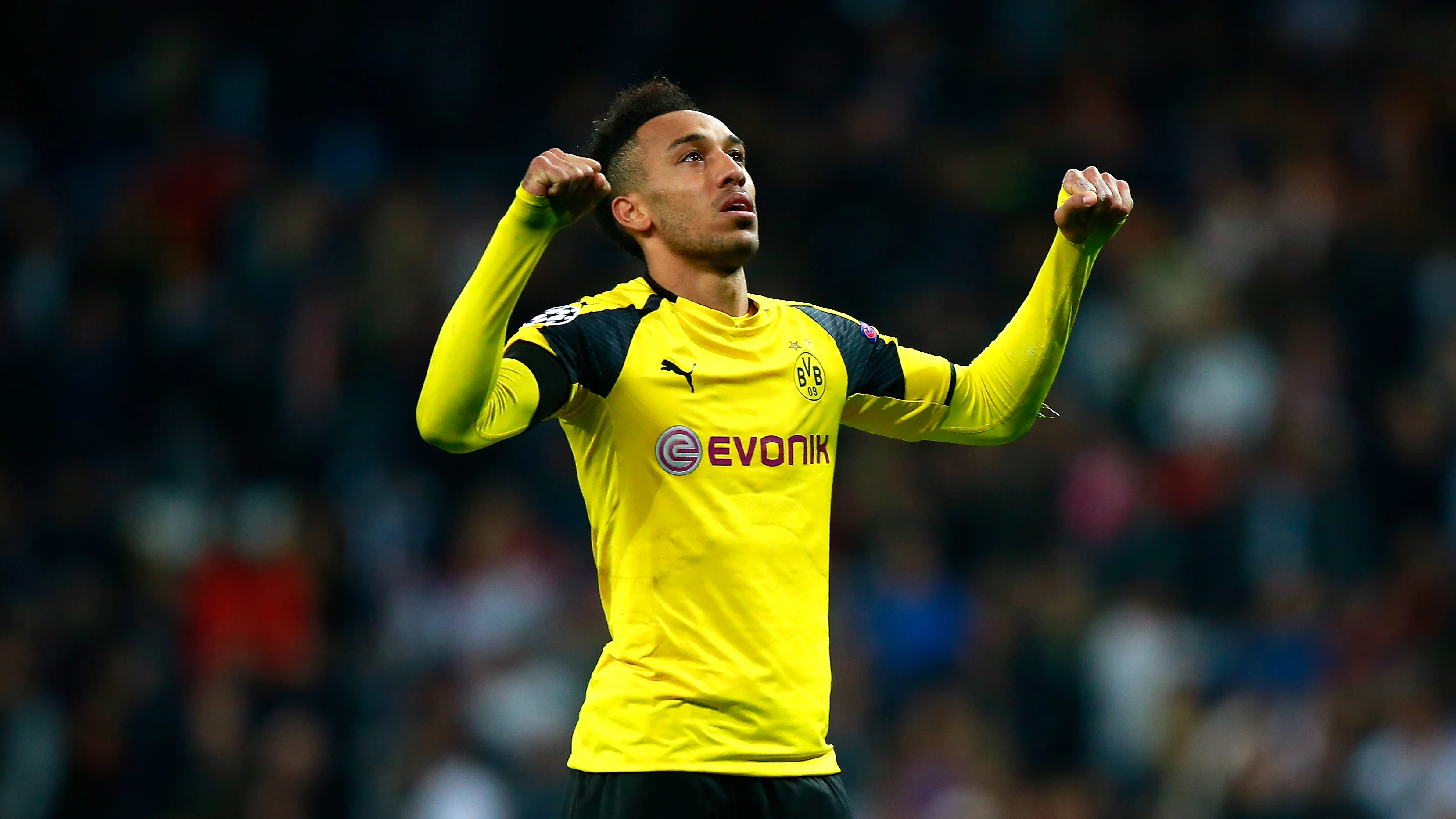 Aubameyang celebra un gol con el Dortmund