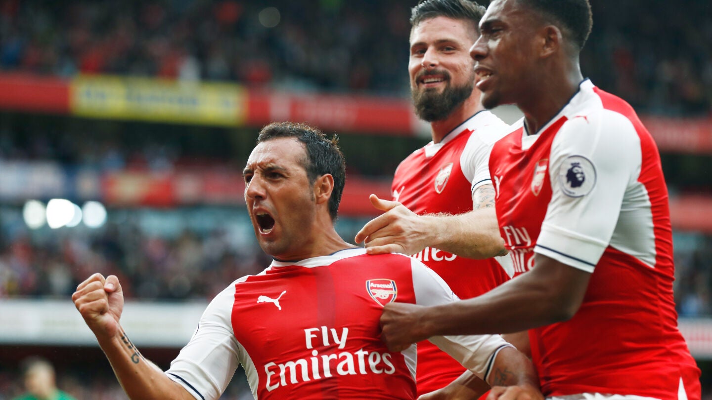 Santi Cazorla celebra un gol con el Arsenal