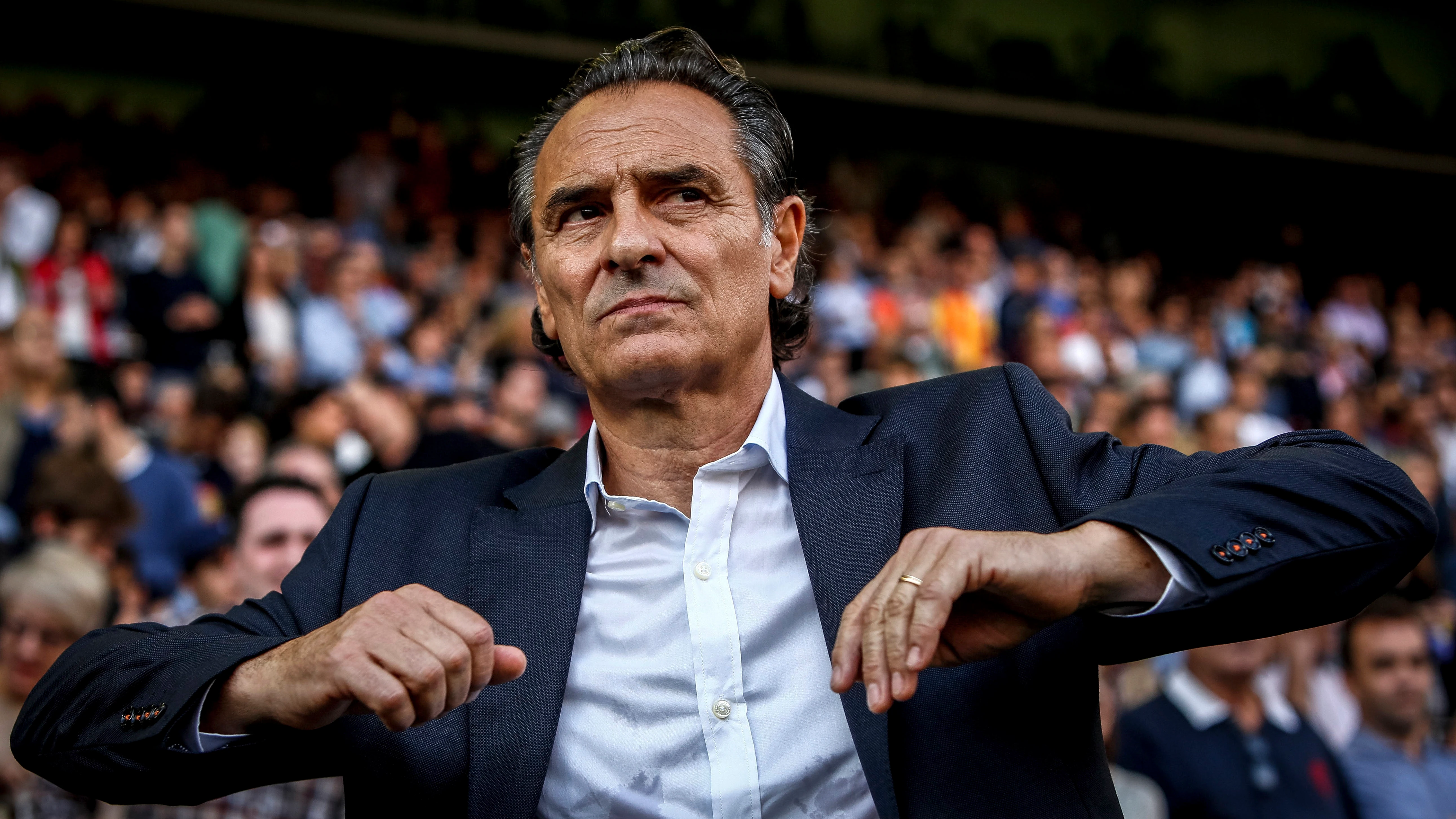 Cesare Prandelli, durante un encuentro con el Valencia