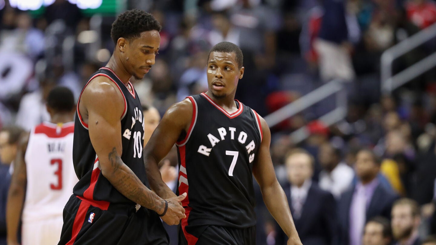 Kyle Lowry y DeMar DeRozan en un partido con los Raptors