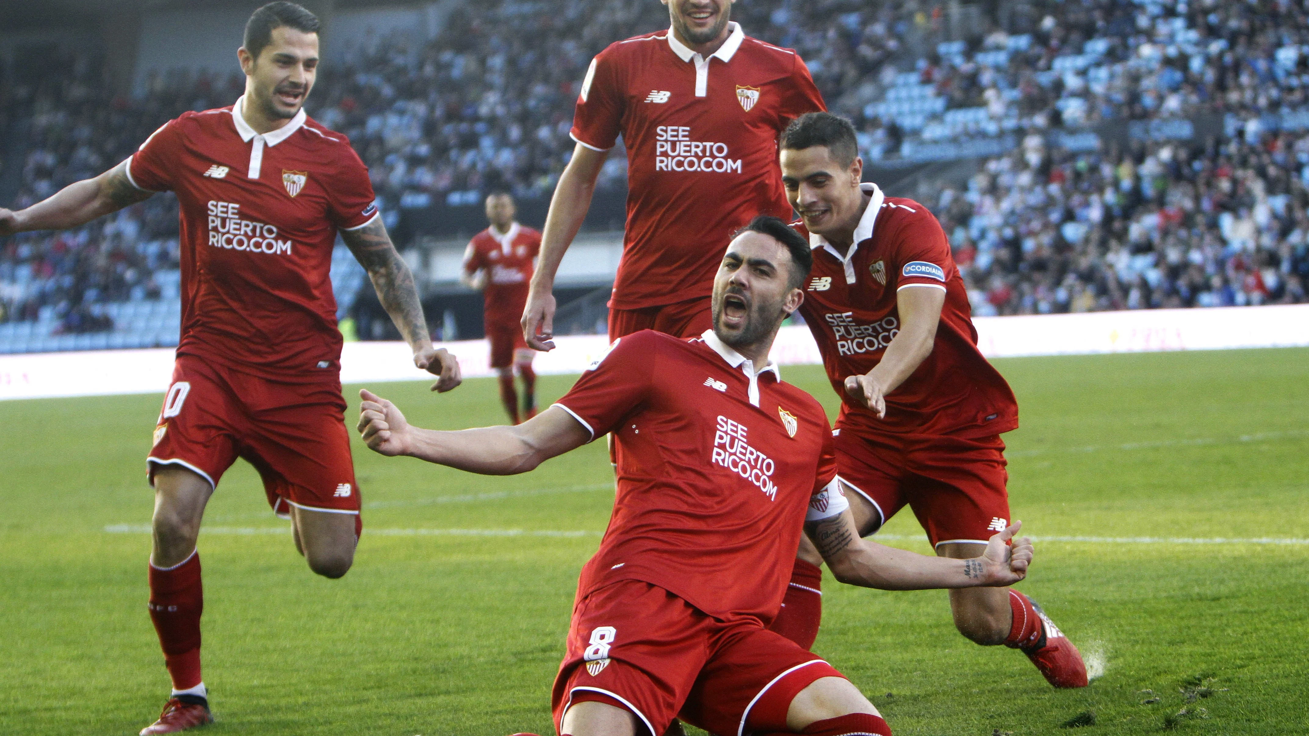 Vicente Iborra celebra uno de sus goles contra el Celta Vicente Iborra celebra uno de sus goles contra el Celta
