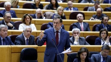 Mariano Rajoy, durante su intervención al inicio del Pleno de la sesión de control al Gobierno