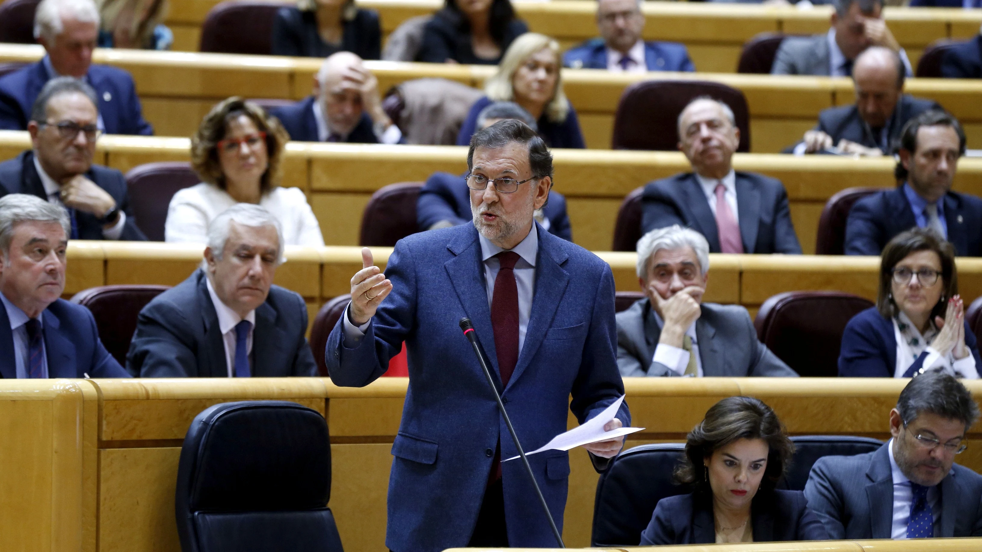 Mariano Rajoy, durante su intervención al inicio del Pleno de la sesión de control al Gobierno