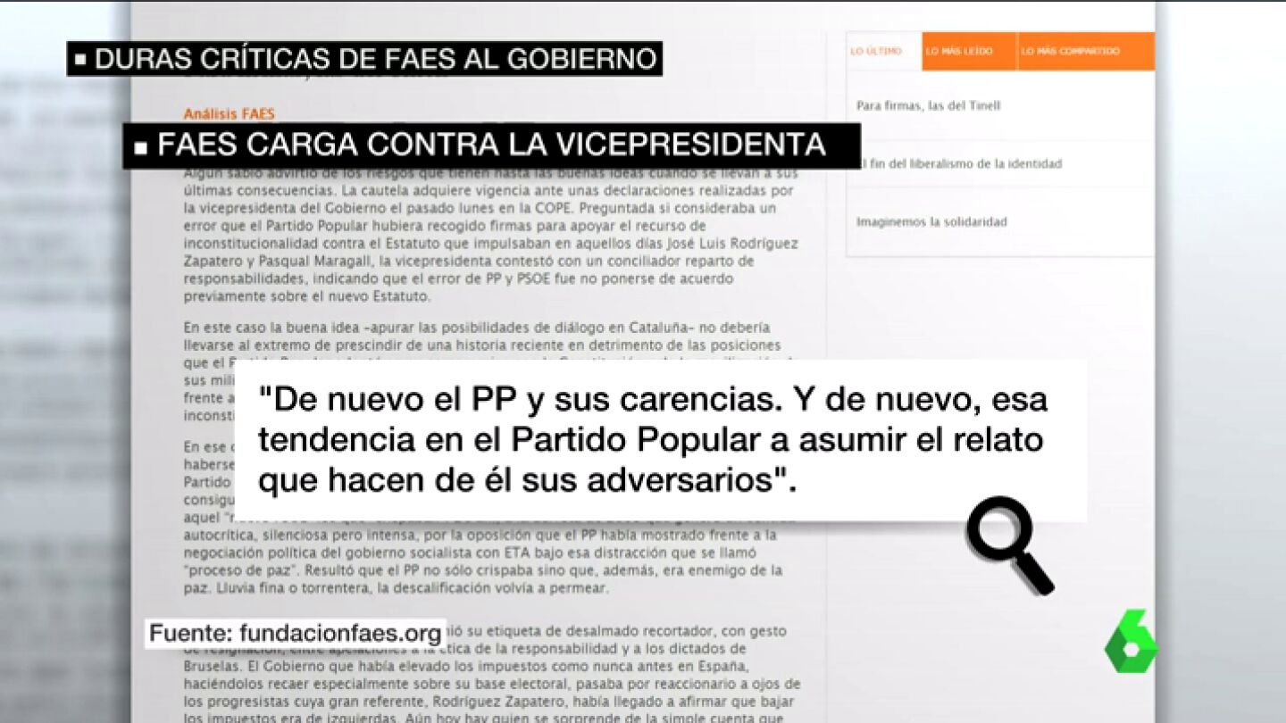 Frame 27.316052 de: La Fundaci&oacute;n FAES, despu&eacute;s de las declaraciones de Santamar&iacute;a: "De nuevo, el PP y sus carencias"