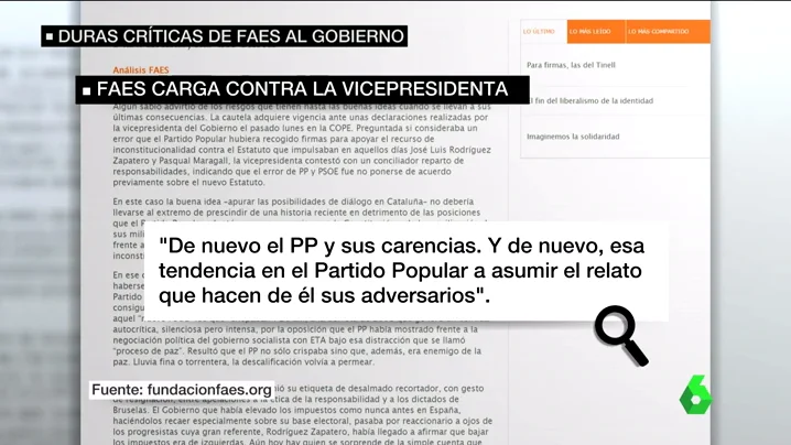 Frame 27.316052 de: La Fundación FAES, después de las declaraciones de Santamaría: "De nuevo, el PP y sus carencias"