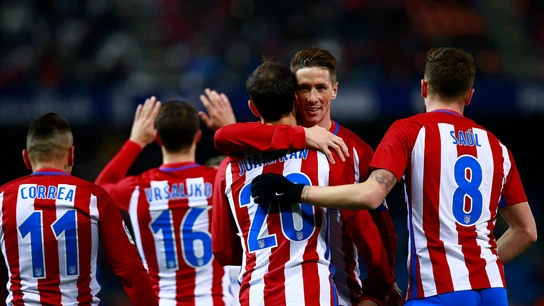 Los jugadores del Atlético de Madrid celebran el gol de Juanfran Los jugadores del Atlético de Madrid celebran el gol de Juanfran