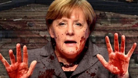 La ultraderecha difunde la imagen de Merkel con las manos ensangrentadas La ultraderecha difunde la imagen de Merkel con las manos ensangrentadas