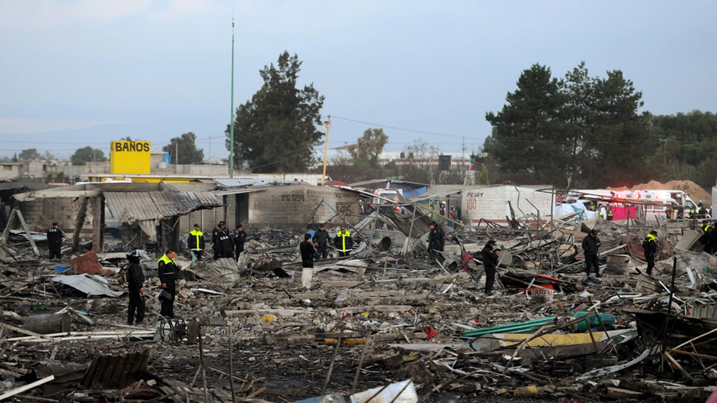 Lugar de la explosión de una fábrica de pirotecnia en México Lugar de la explosión de una fábrica de pirotecnia en México