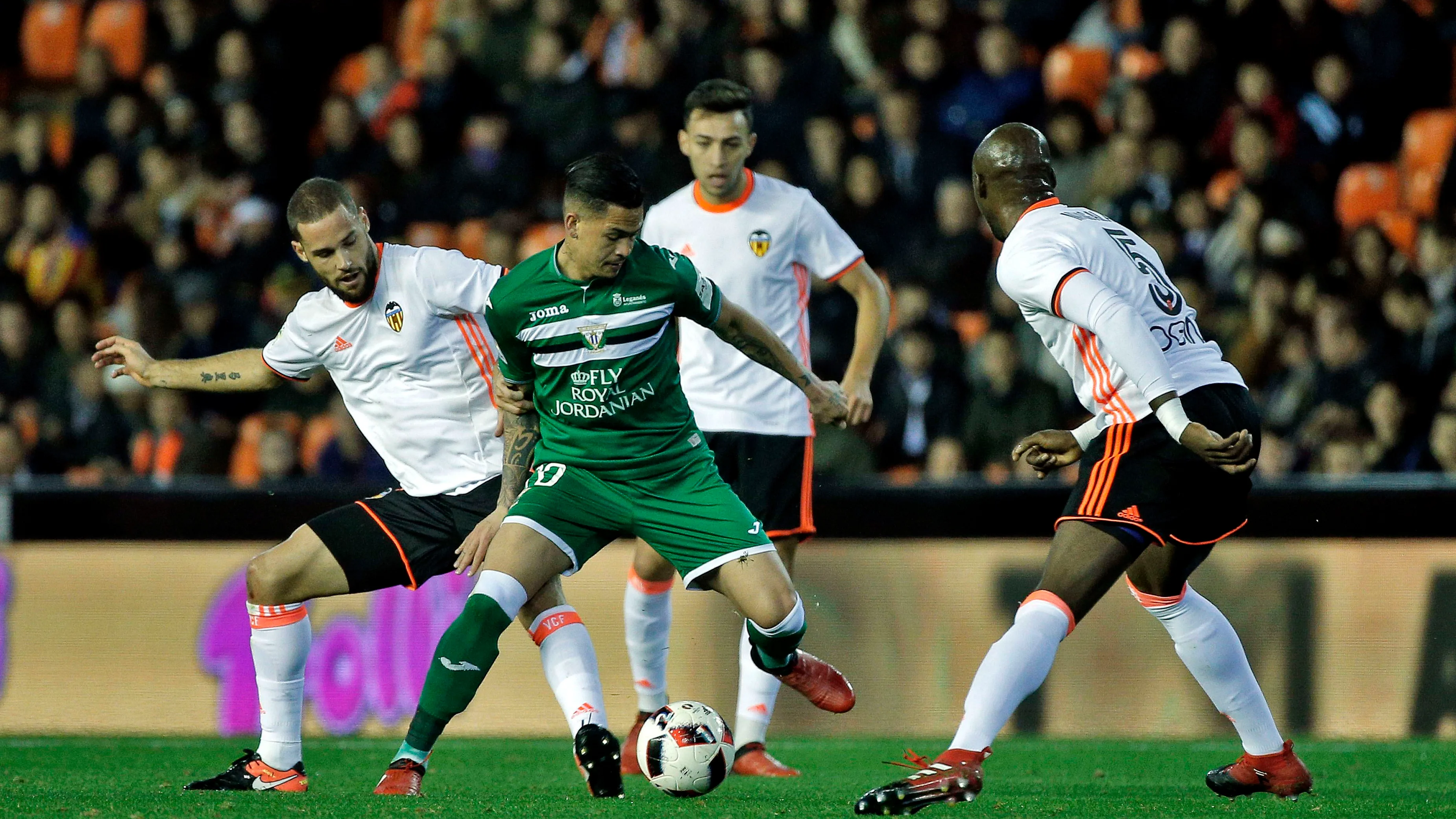 Momento del encuentro entre Valencia y Leganés de Copa del Rey