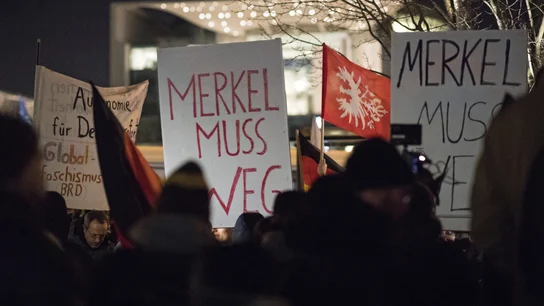 Manifestación contra Merkel tras el atentado en Berlín Manifestación contra Merkel tras el atentado en Berlín