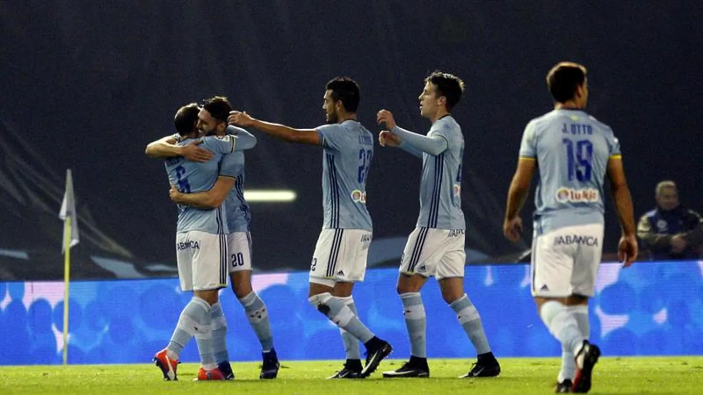 El Celta celebra su tanto ante el UCAM El Celta celebra su tanto ante el UCAM