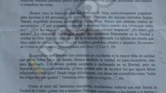 Carta escrita por el director sancionado