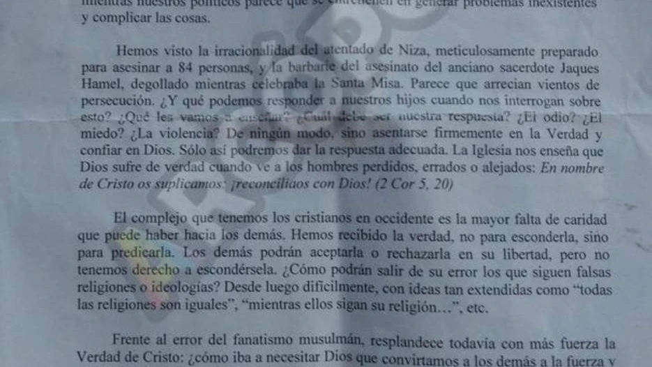 Carta escrita por el director sancionado