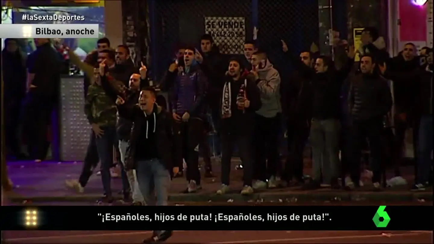 Aficionados del Athletic cargan contra aficionados del Racing Aficionados del Athletic cargan contra aficionados del Racing