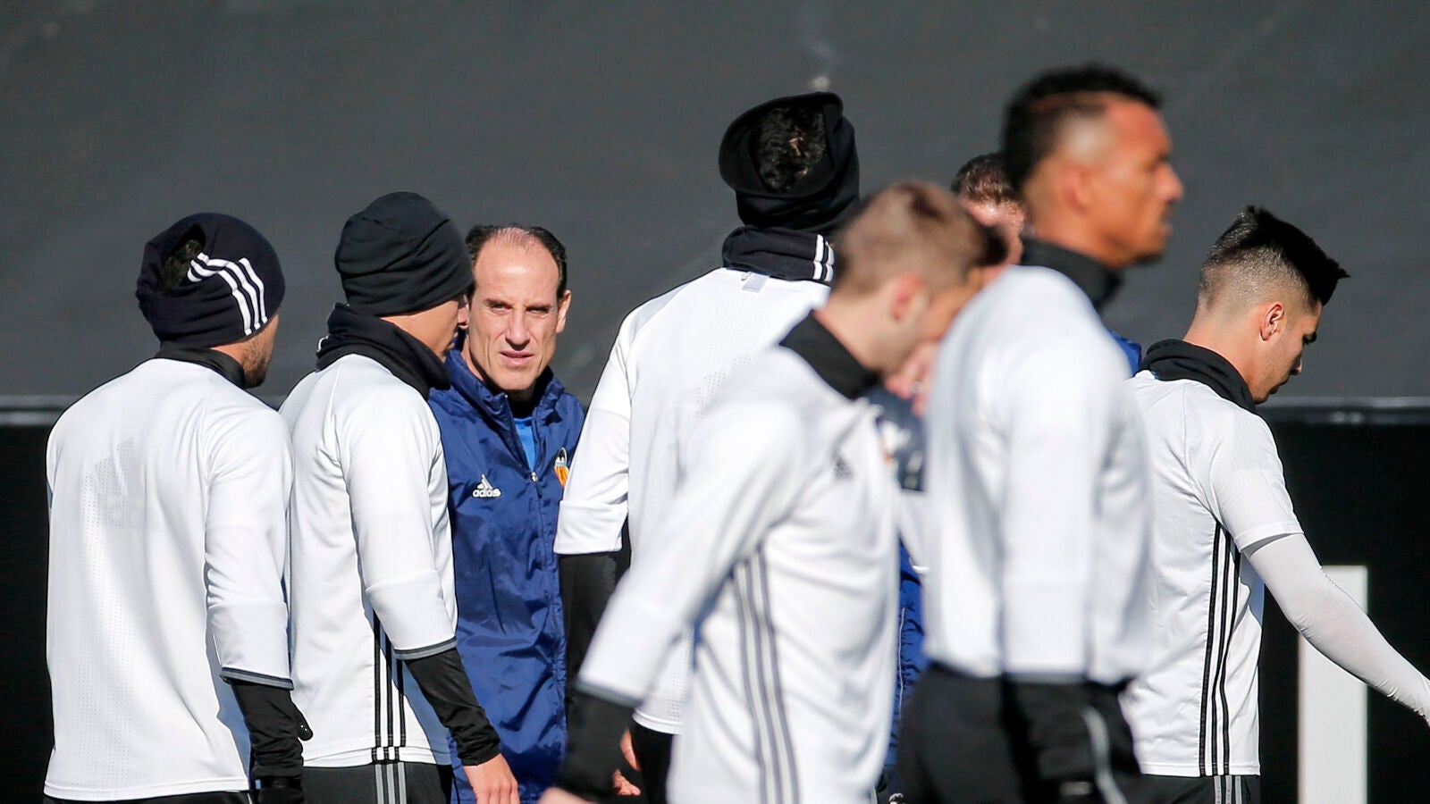 Voro, en un entrenamiento con el Valencia.