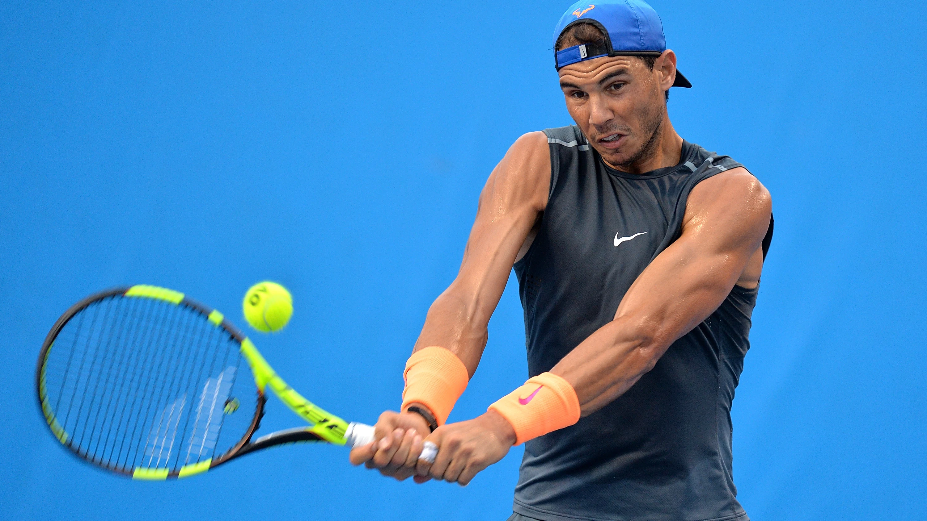 Rafael Nadal en un entreno