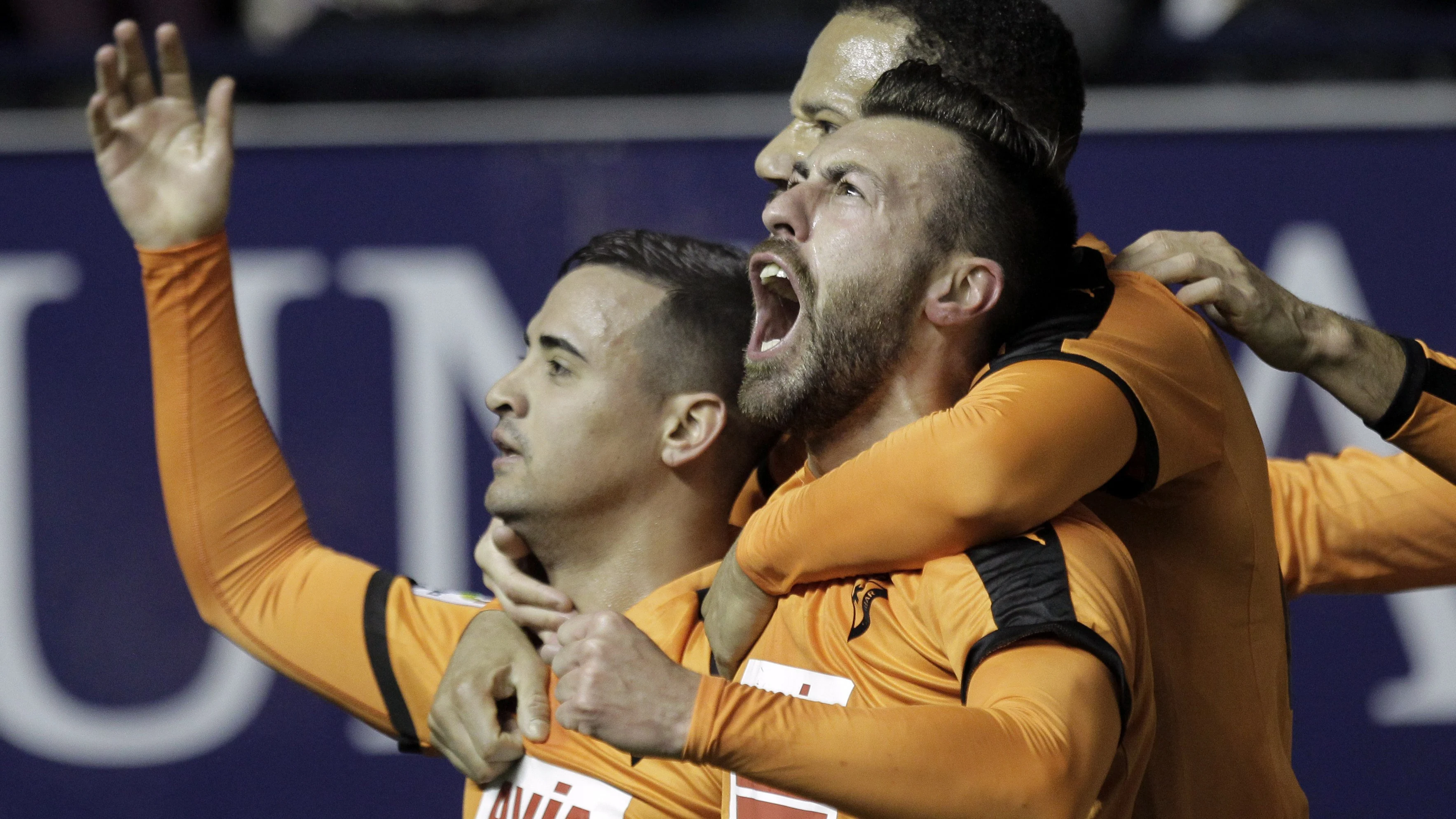 Los jugadores del Eibar celebran un gol a domicilio