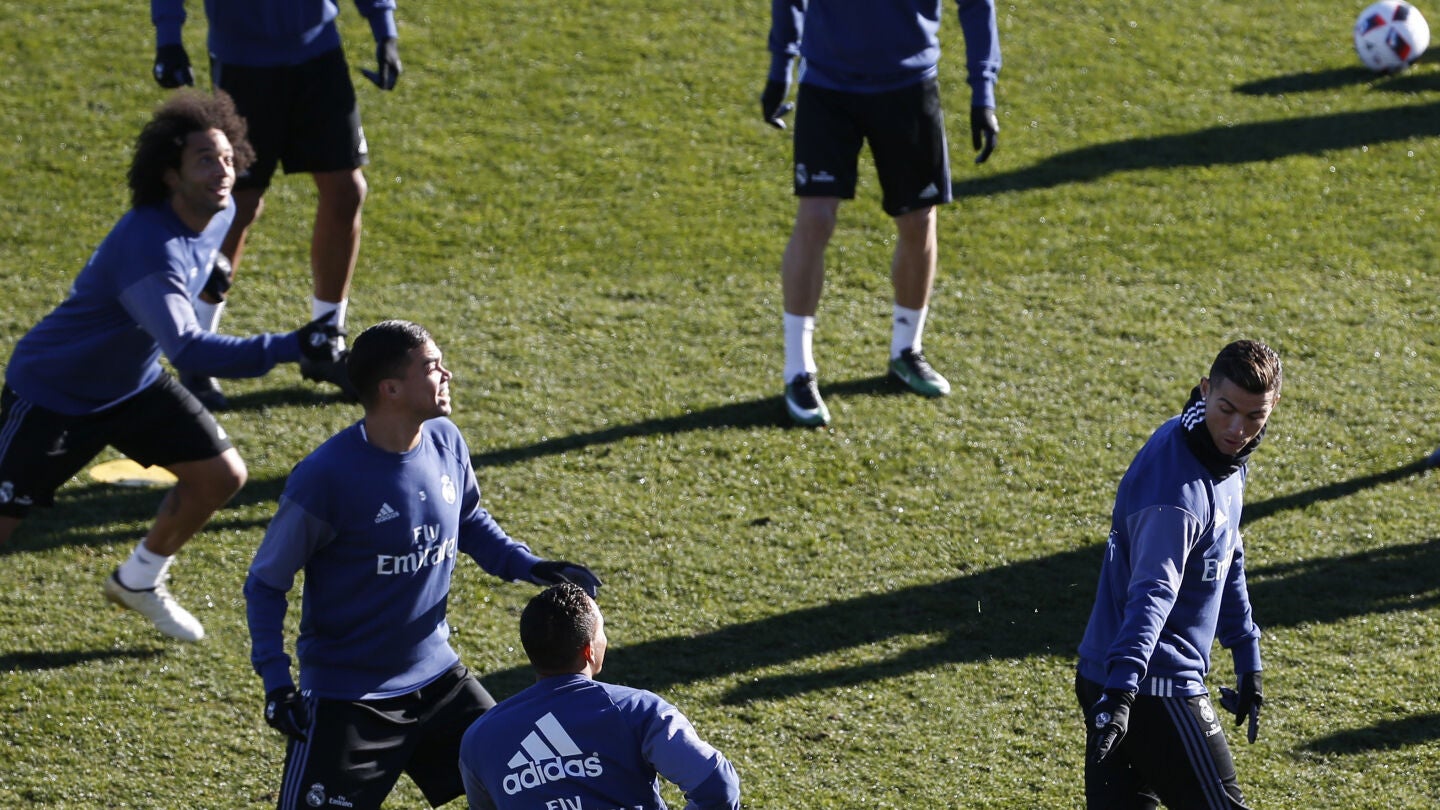 Pepe, durante un entrenamiento con el Real Madrid