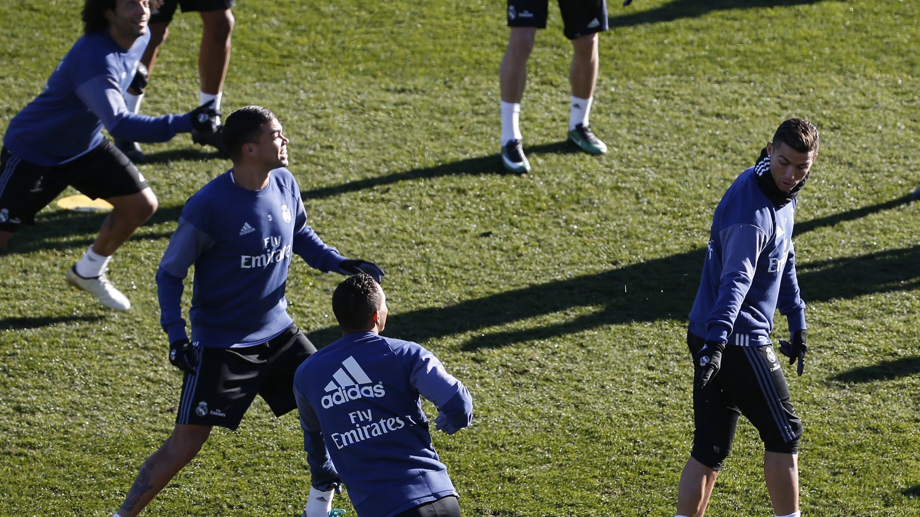 Pepe, durante un entrenamiento con el Real Madrid