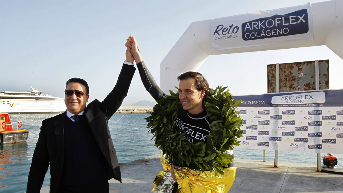 David Meca, tras cruzar el Estrecho