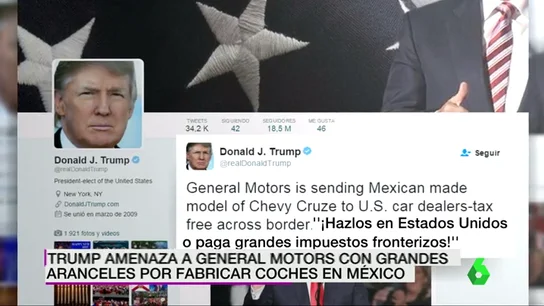 Frame 9.82031 de: Trump amenaza a General Motors si sigue fabricando en México y Ford cancela su nueva planta allí como "voto de confianza" a Trump Frame 9.82031 de: Trump amenaza a General Motors si sigue fabricando en México y Ford cancela su nueva planta allí como "voto de confianza" a Trump