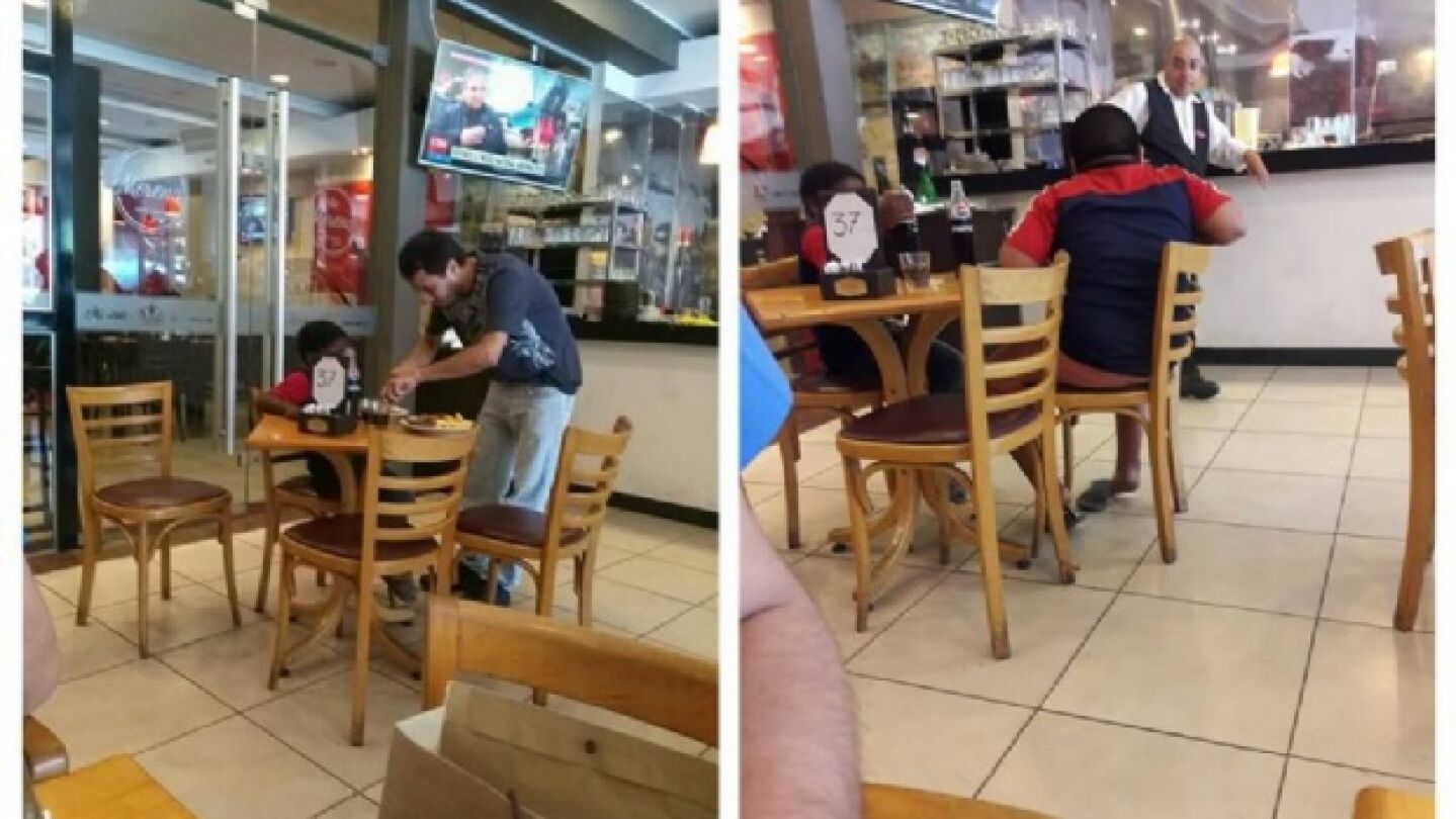 Los ni&ntilde;os almorzando