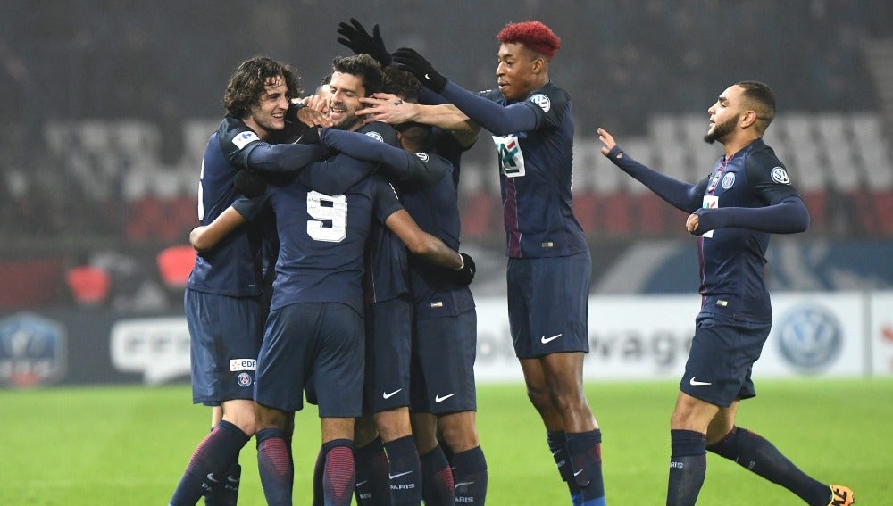 El PSG celebrando uno de los goles frente al Bastia