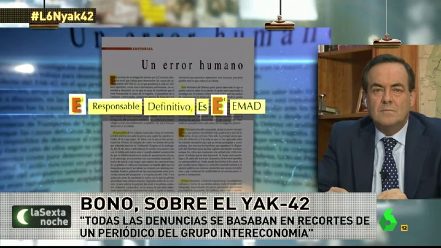Frame 23.172532 de: Jos&eacute; Bono, sobre el acr&oacute;stico del Yak-42: "D&iacute;as despu&eacute;s la revista oficial del ministerio hizo un c&iacute;nico juego literario"