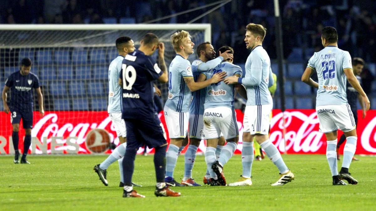 El Celta celebra un gol