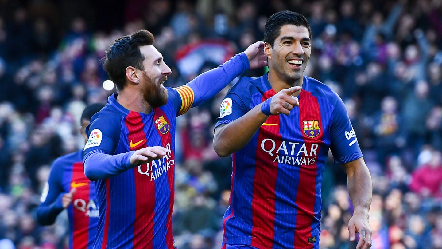 Luis Su&aacute;rez celebra el 1-0 ante Las Palmas