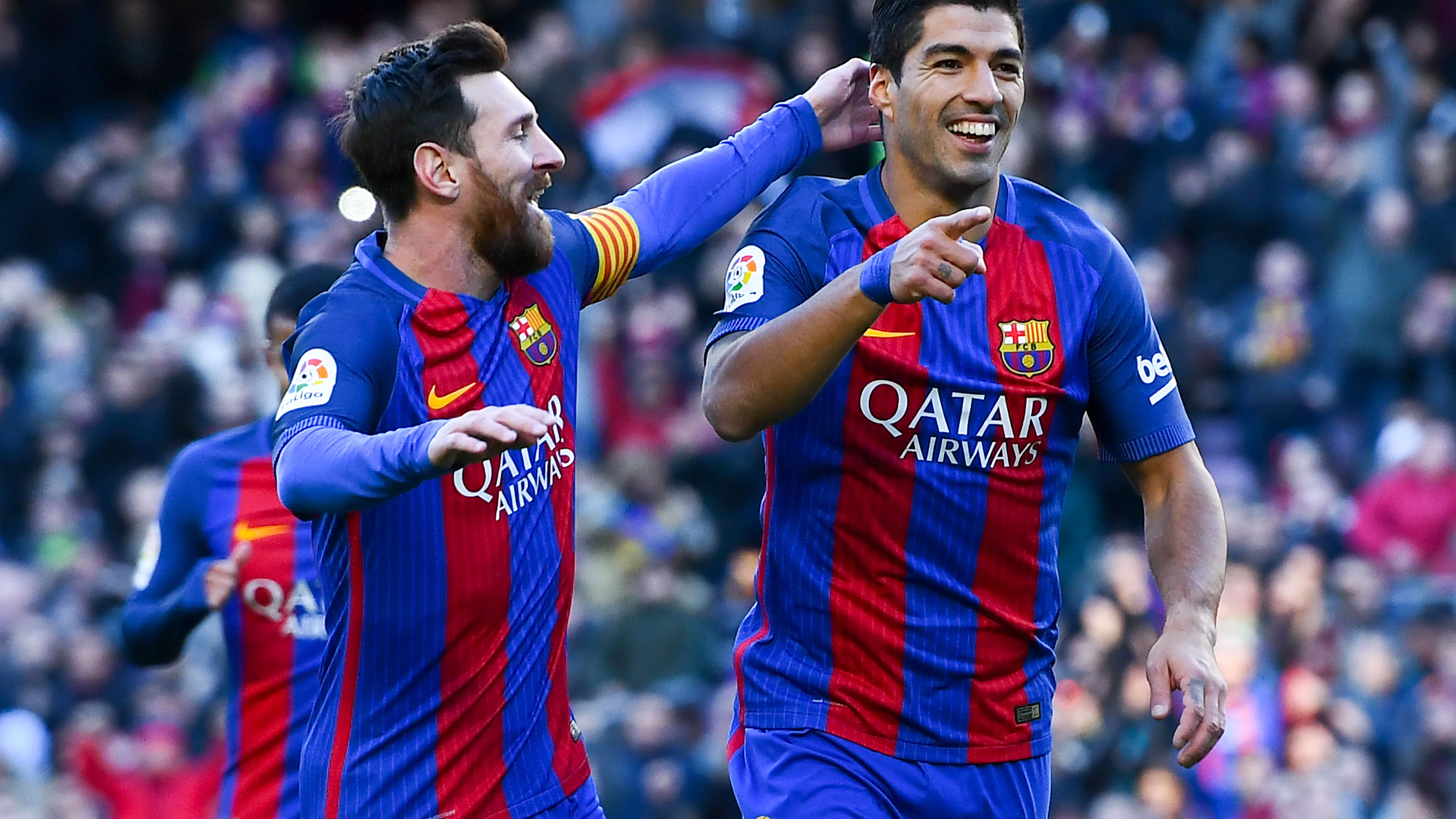 Luis Suárez celebra el 1-0 ante Las Palmas