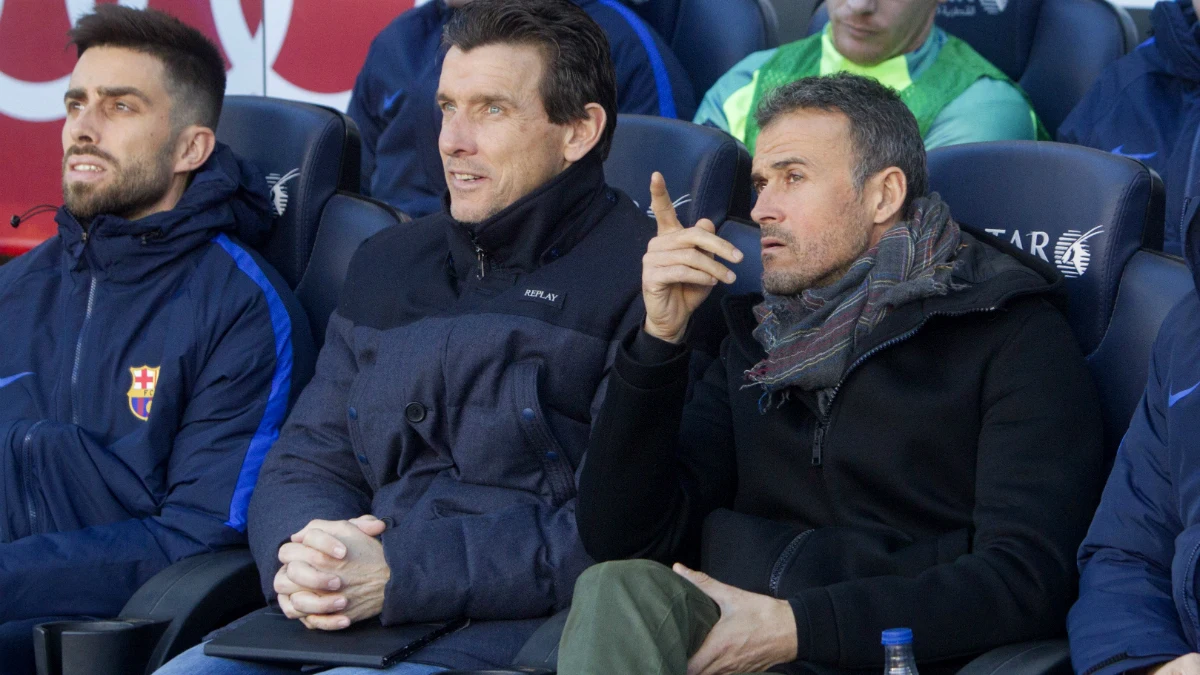 Luis Enrique, junto a Unzúe 