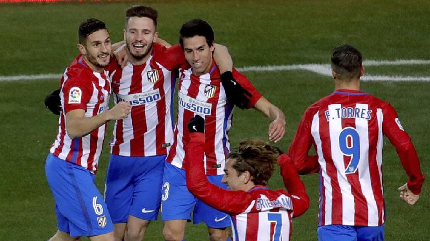 El Atl&eacute;tico celebra un gol