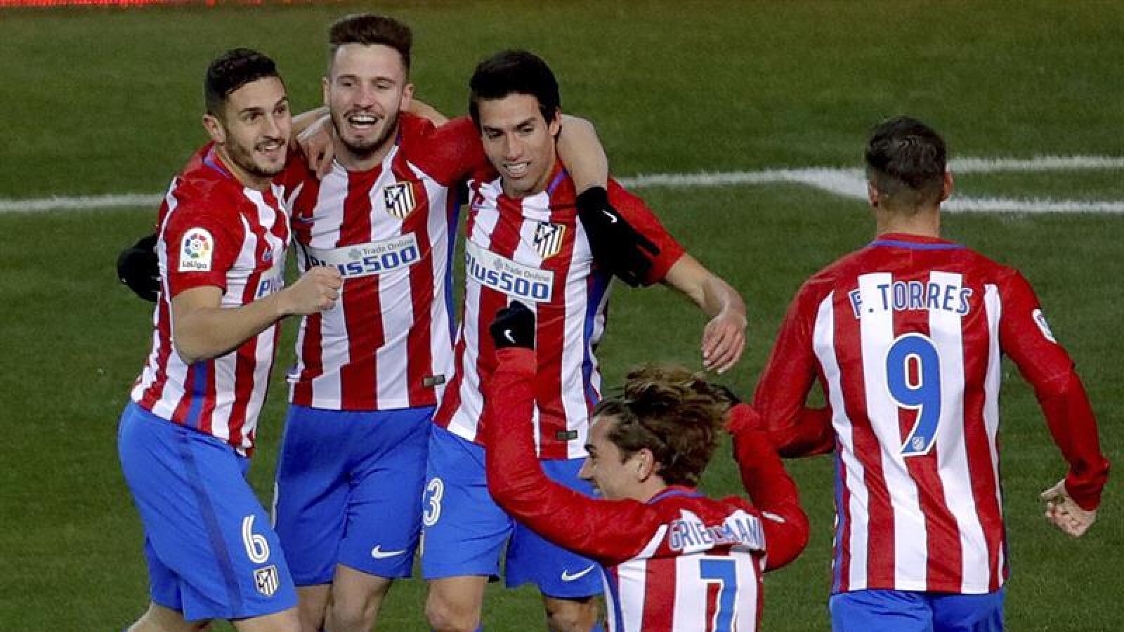 El Atl&eacute;tico celebra un gol