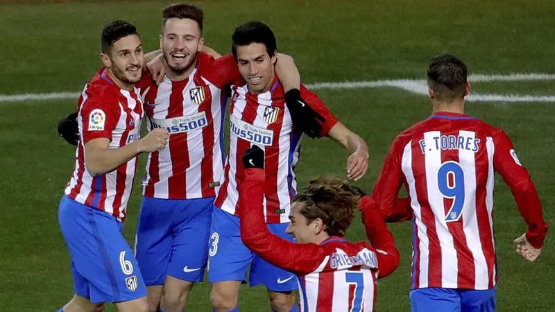 El Atlético celebra un gol El Atlético celebra un gol