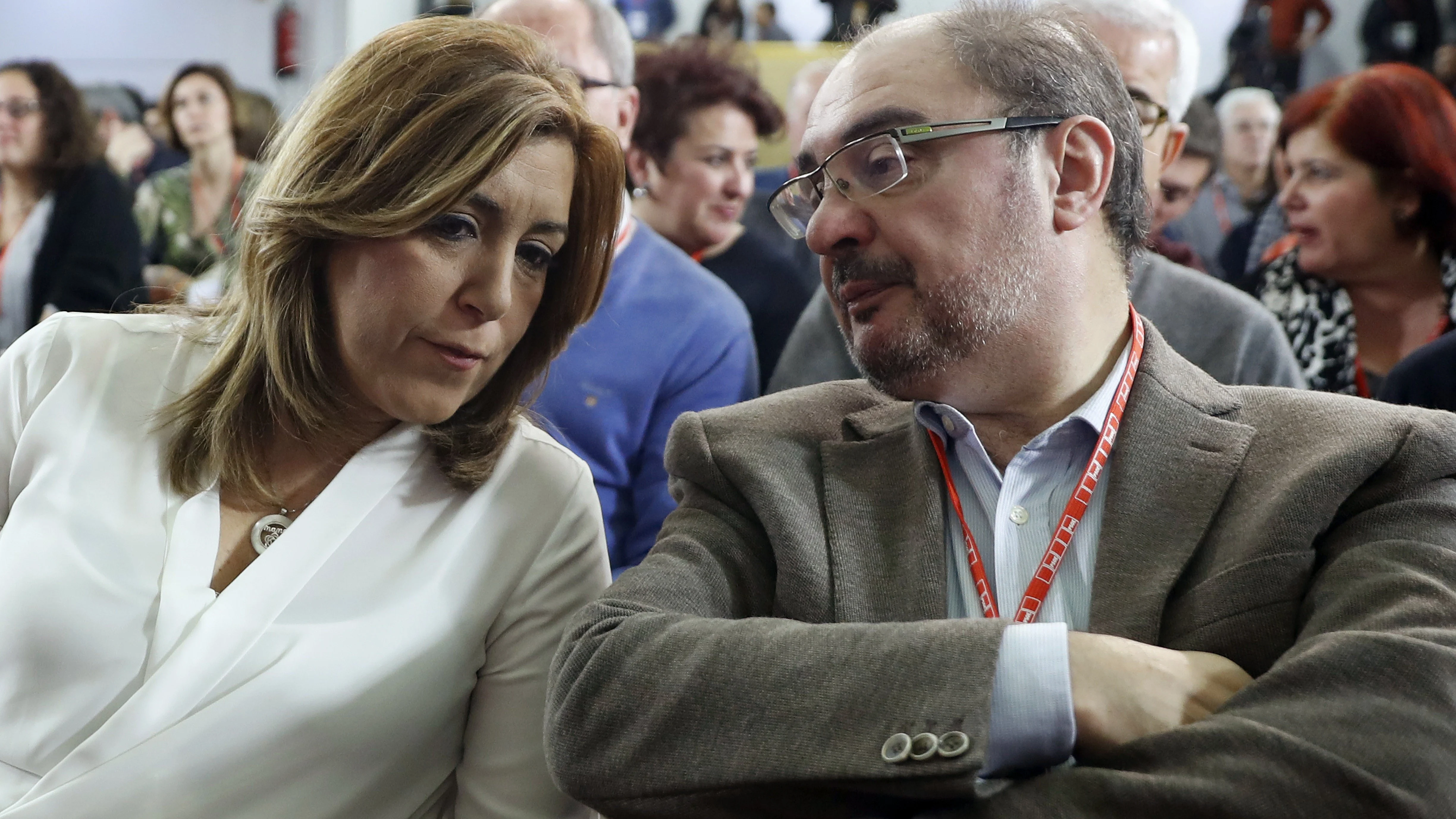 La presidenta andaluza, Susana Díaz, y el presidente aragonés, Javier Lambán, durante la reunión del Comité Federal del PSOE