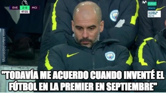 Meme sobre Guardiola tras la derrota frente el Everton Meme sobre Guardiola tras la derrota frente el Everton