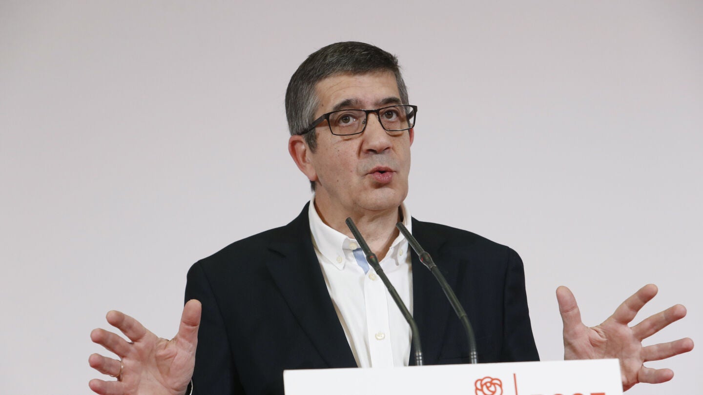 El diputado socialista Patxi L&oacute;pez, durante la rueda de prensa que ha ofrecido hoy para anunciar su decisi&oacute;n de presentarse como candidato a las primarias para secretario general del PSOE