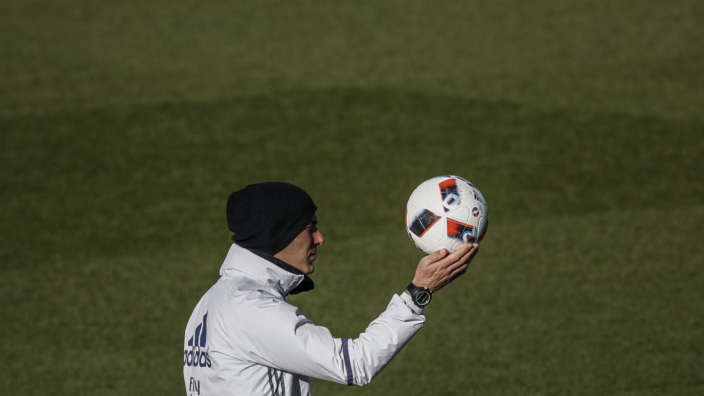 Zidane, durante el entrenamiento del Real Madrid