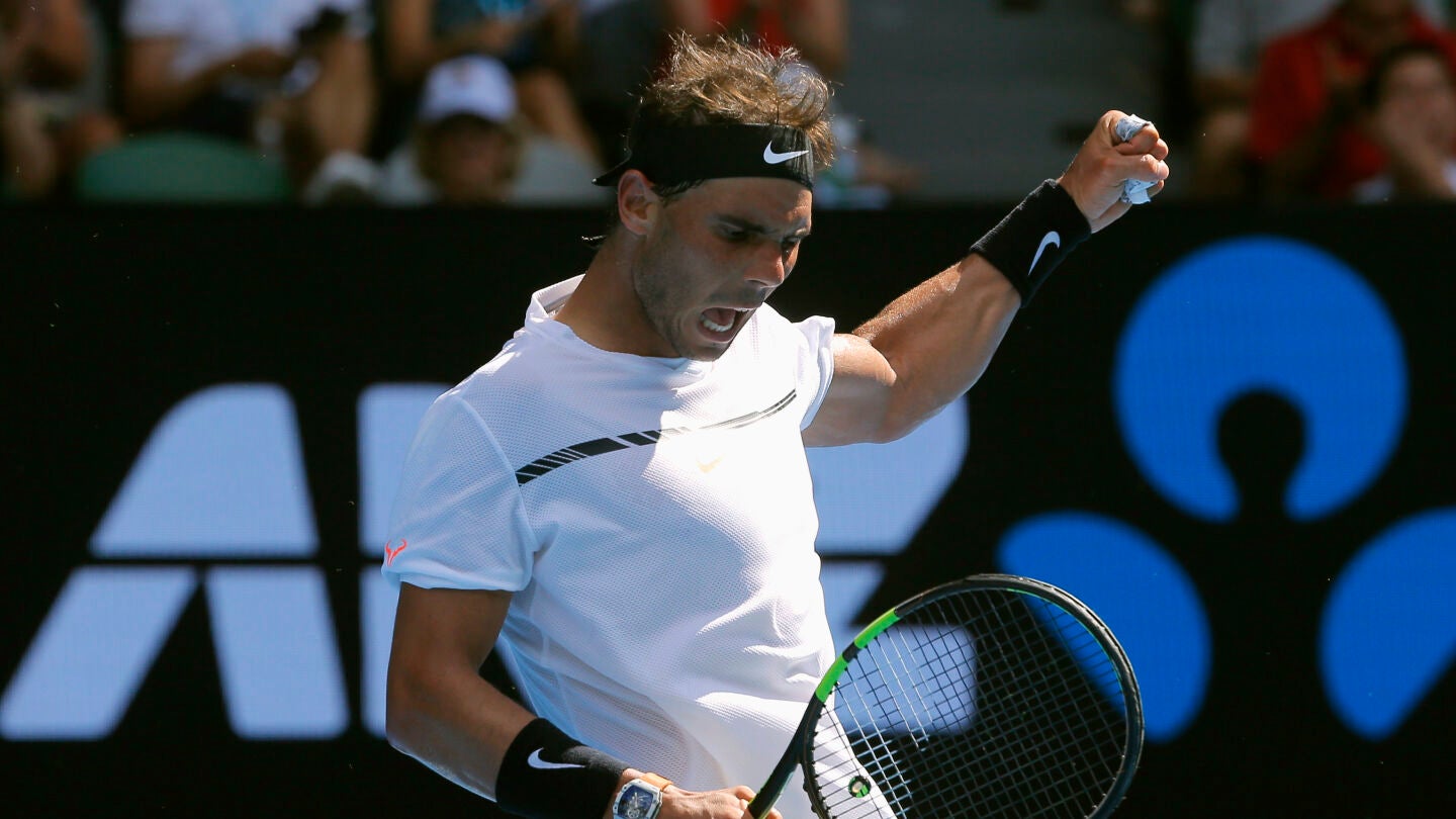 Rafa Nadal celebra su victoria ante Mayer