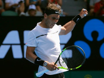 Rafa Nadal celebra su victoria ante Mayer Rafa Nadal celebra su victoria ante Mayer