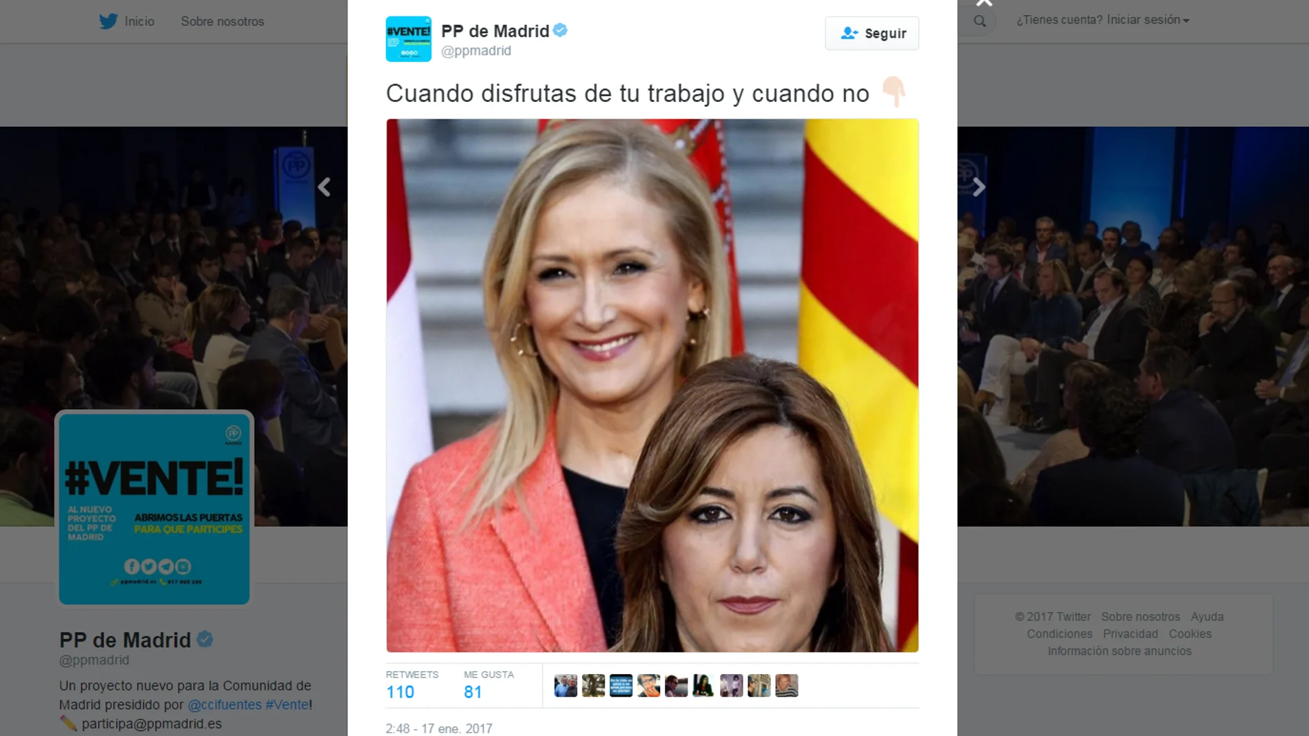 Tuit del PP de Madrid