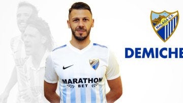 Martín Demichelis con la camiseta del Málaga