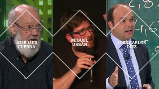 Jos&eacute; Luis Cuerda, Miguel Urb&aacute;n y Jos&eacute; Carlos D&iacute;ez, en laSexta Noche