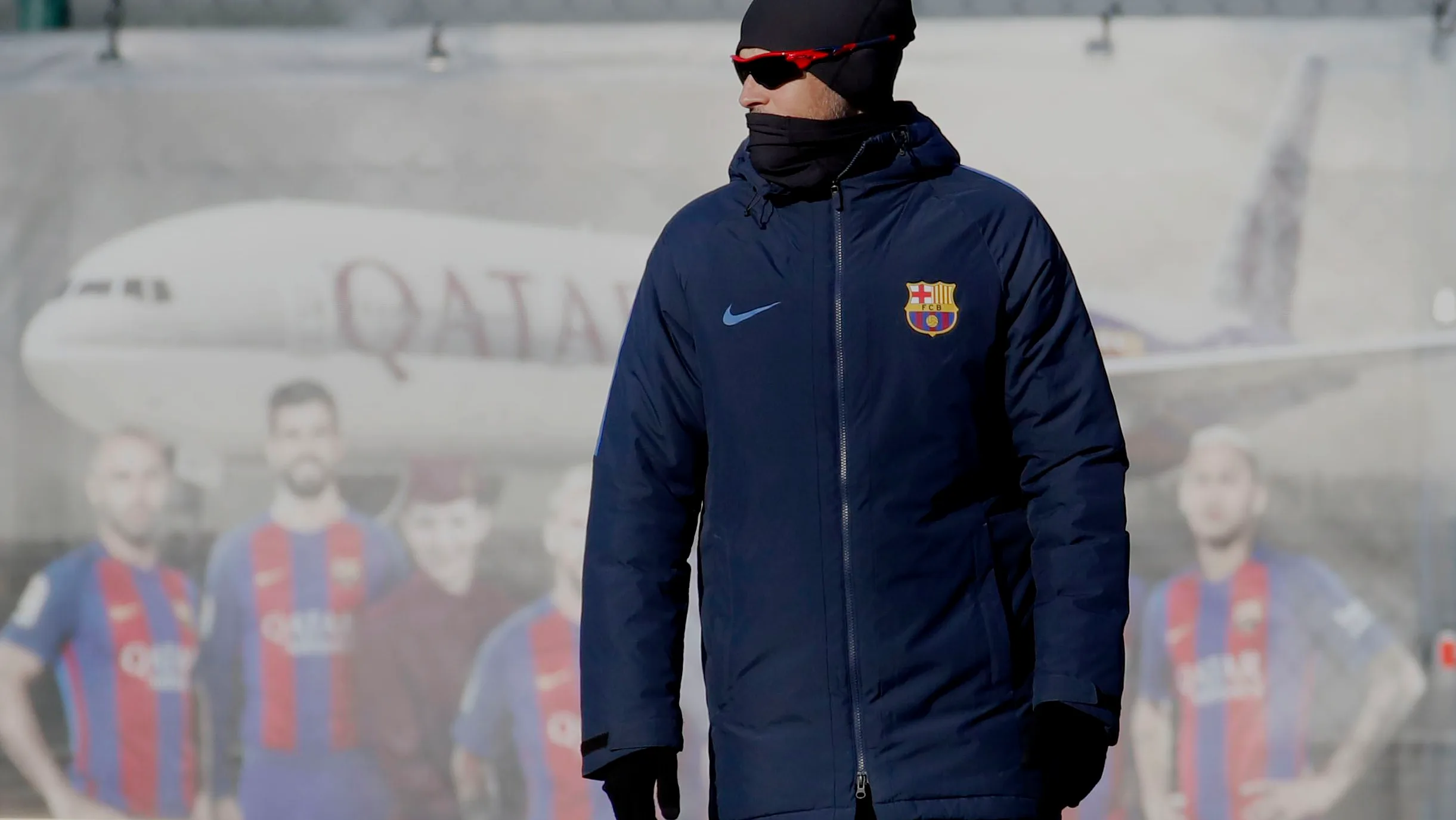 Luis Enrique, durante el entrenamiento del Barça