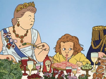La cena con la reina, primer cuento infantil de la autora de cómic israelí Rutu Modan. La cena con la reina, primer cuento infantil de la autora de cómic israelí Rutu Modan.